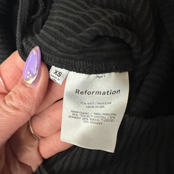 Reformation black kassia tie belt high waisted ribbed knit pant - Picture 4 of 5